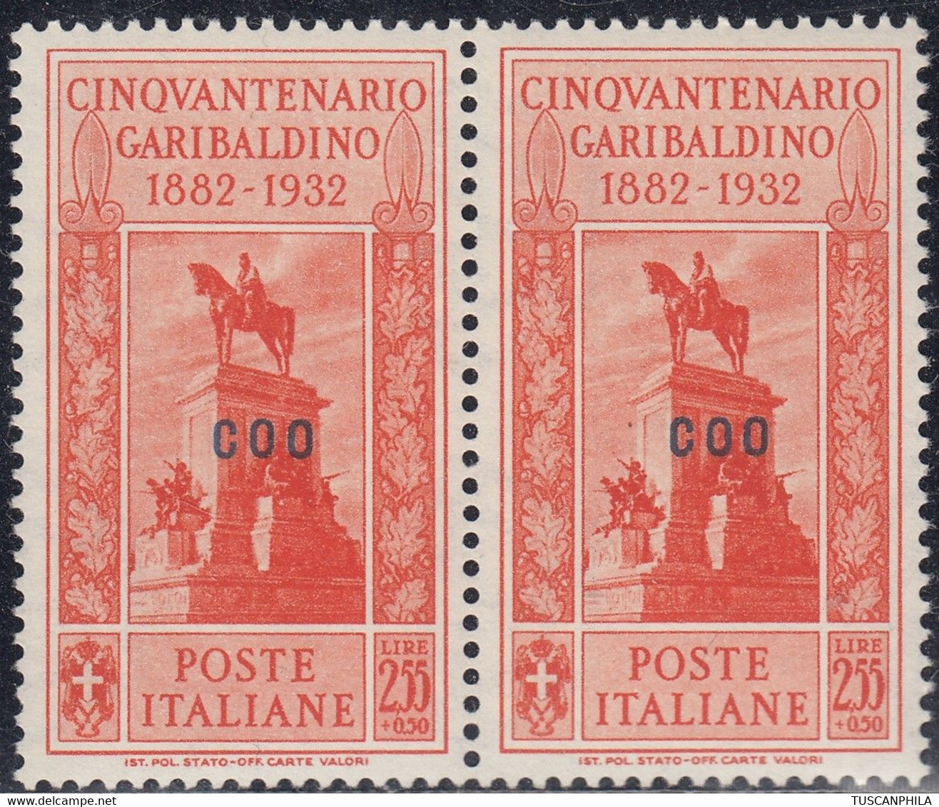 1932 Giuseppe Garibaldi 2 Valori In Coppiola Sass. 25 MNH** Cv 140 - Ägäis (Coo)