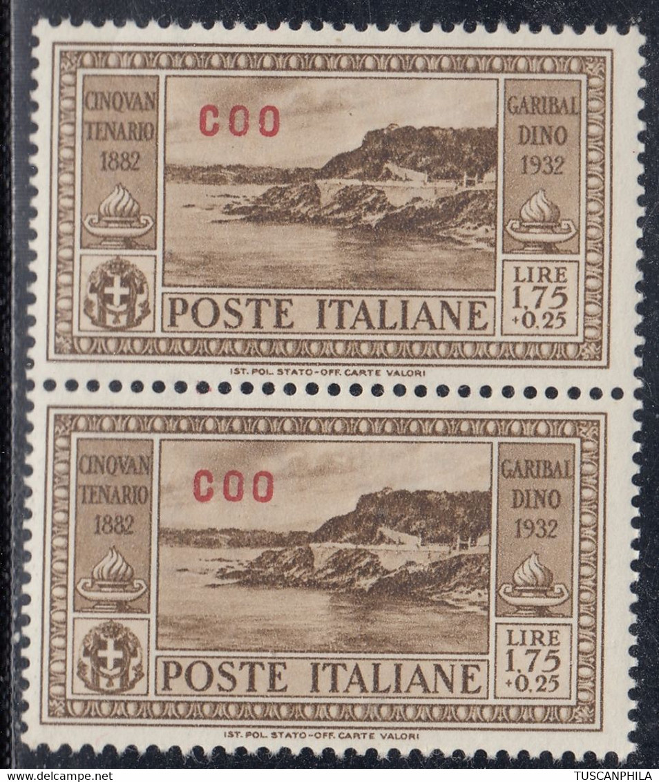 1932 Giuseppe Garibaldi 2 Valori In Coppiola Sass. 24 MNH** Cv 140 - Aegean (Coo)