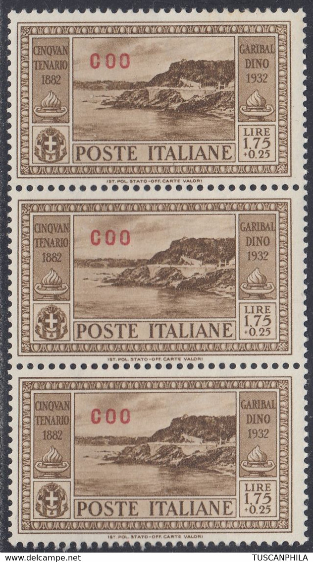 1932 Giuseppe Garibaldi 3 Valori Sass. 24 MNH** Cv 210 - Ägäis (Coo)
