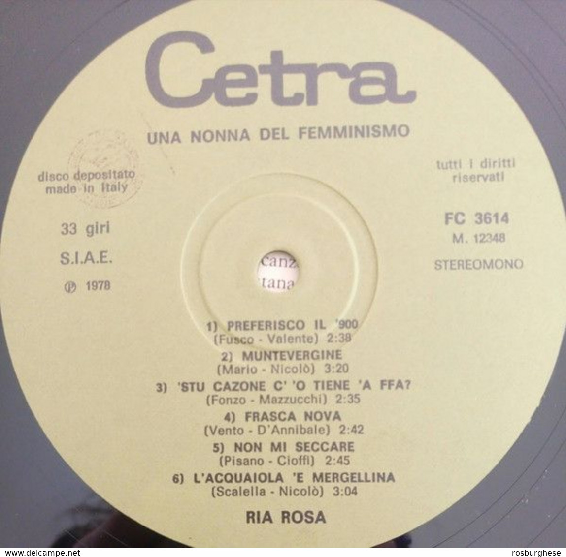 Fonografo Italiano RIA ROSA Una Nonna Del Femminismo LP Vinile - Sonstige - Italienische Musik