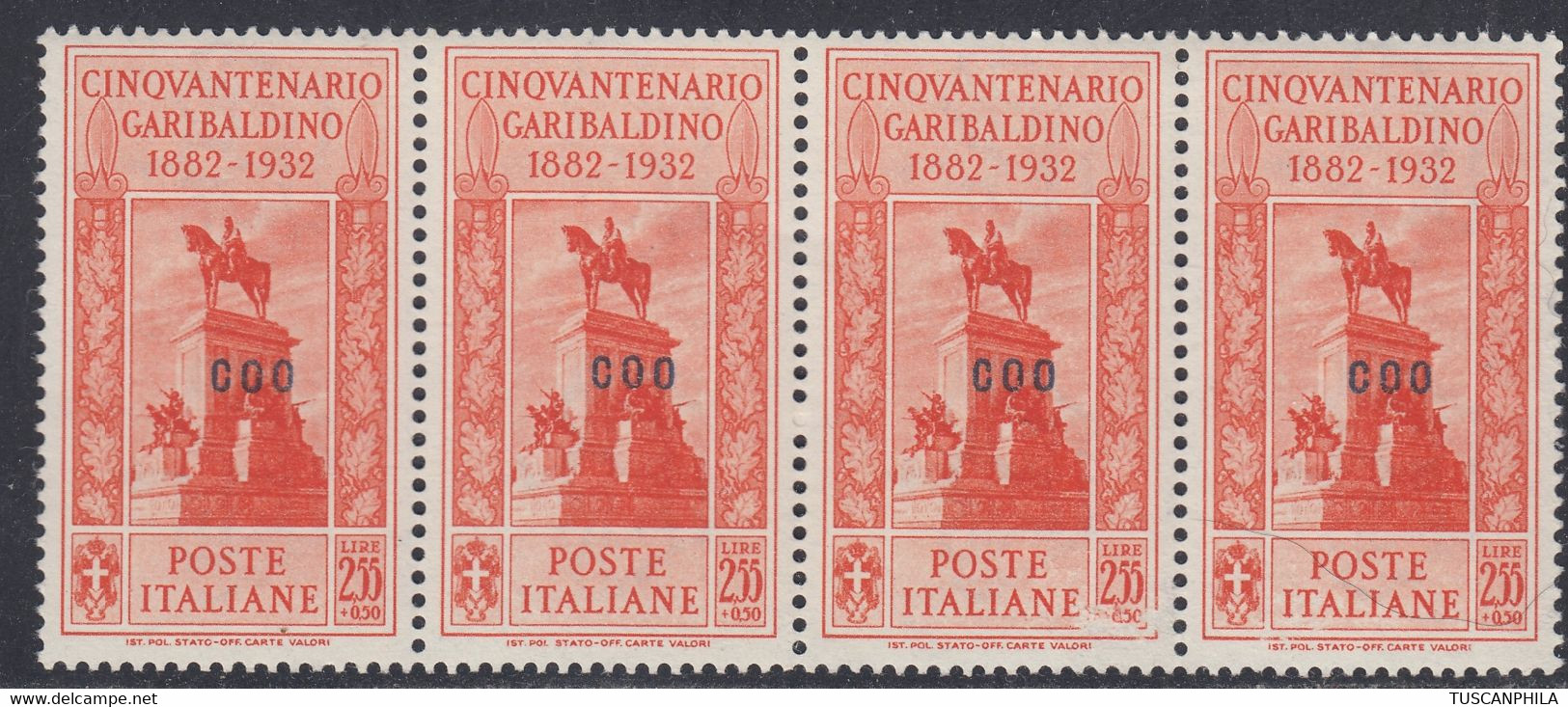 1932 Giuseppe Garibaldi Blocco Di 4 Valori Sass. 25 MNH** Cv 560 - Ägäis (Coo)