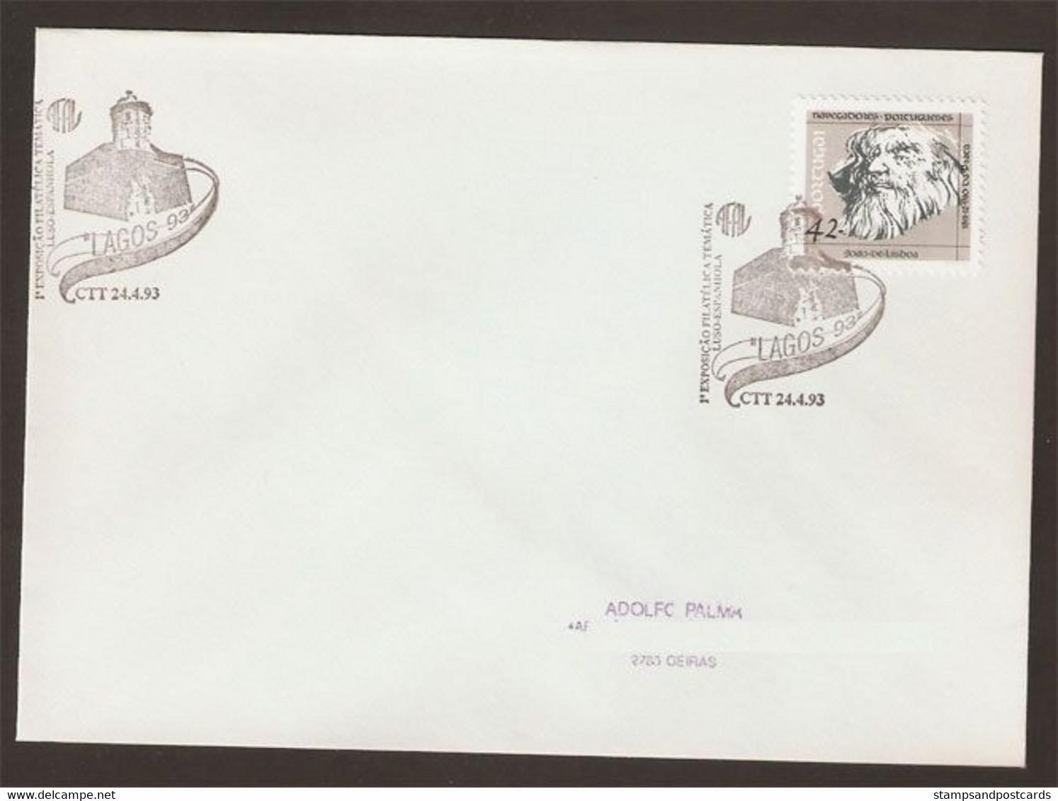 Portugal Lettre Cachet Commémoratif Fort à Lagos Algarve Expo Philatelique 1993 Event Pmk Fortress Stamp Expo - Postal Logo & Postmarks