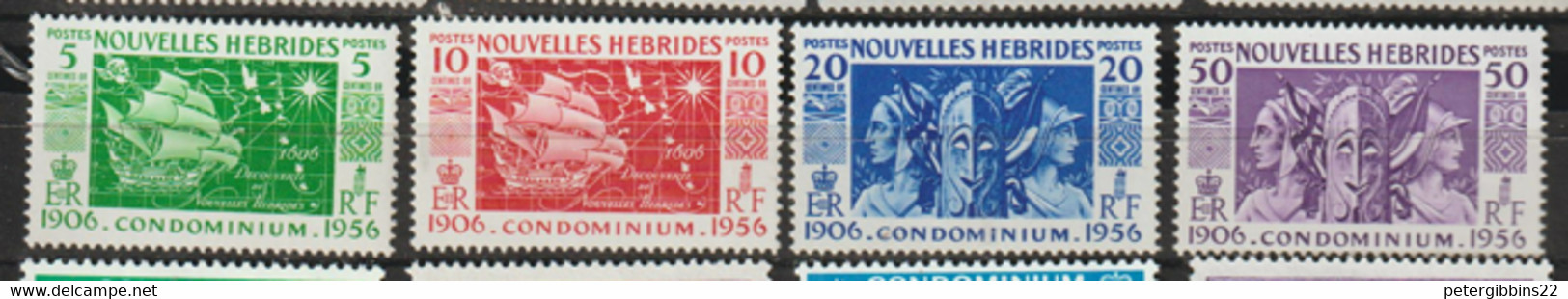 New  Hebrides  1956   SG F 92-5 Anniversary Condominium    Unmounted Mint - Unused Stamps