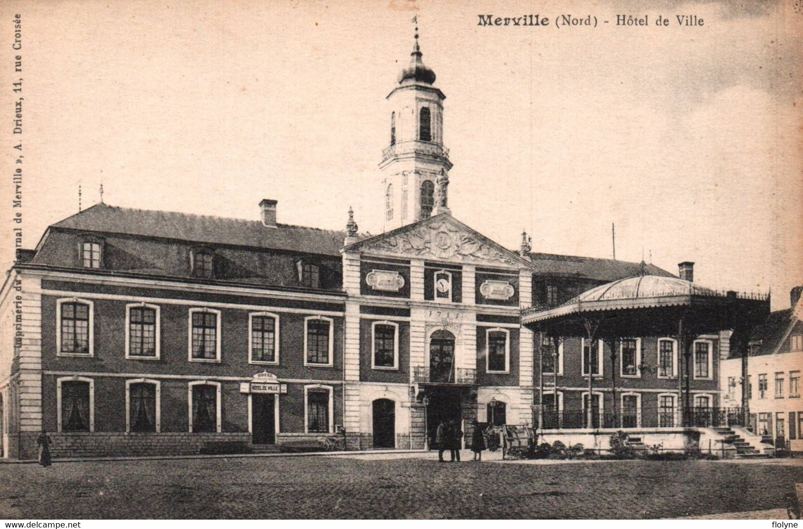 Merville - Place Et L'hôtel De Ville - Kiosque à Musique - Merville