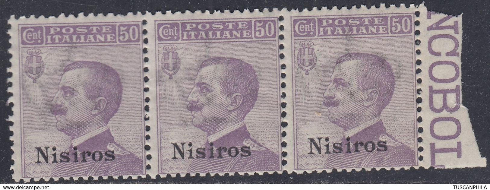 1912 Blocco Di 3 Valoie Sass. 7 MNH** Cv 37.5 - Egeo (Nisiro)