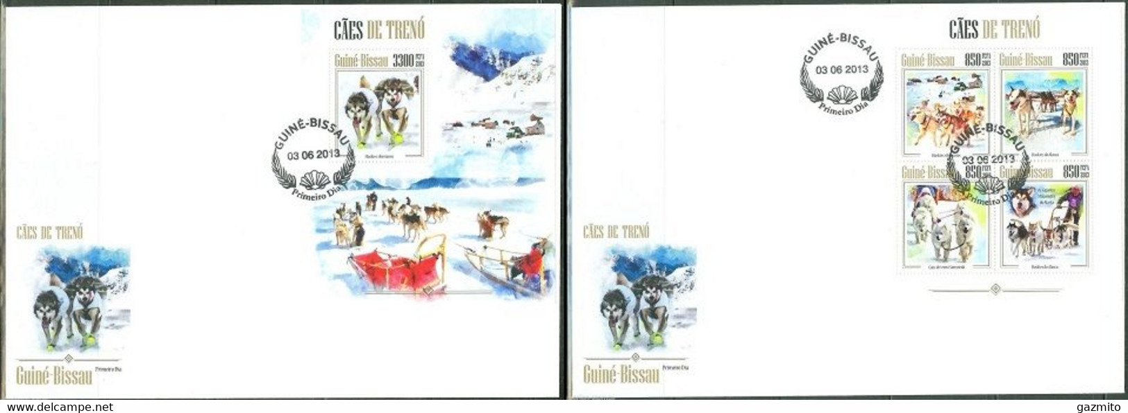 Guinea Bissau 2013, Animals, Sledge Dogs, 4val In BF+BF In 2FDC - Fauna ártica