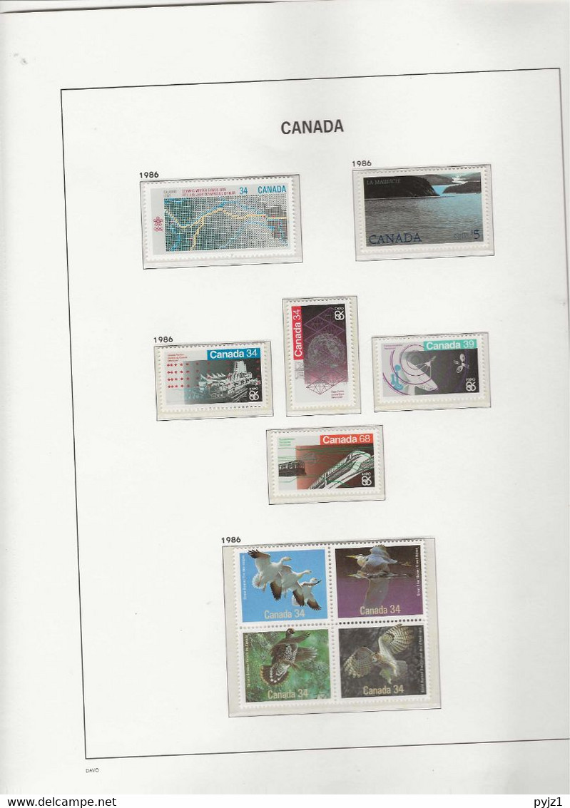 1986 MNH Canada Year Collection According To DAVO Album Postfris** - Années Complètes