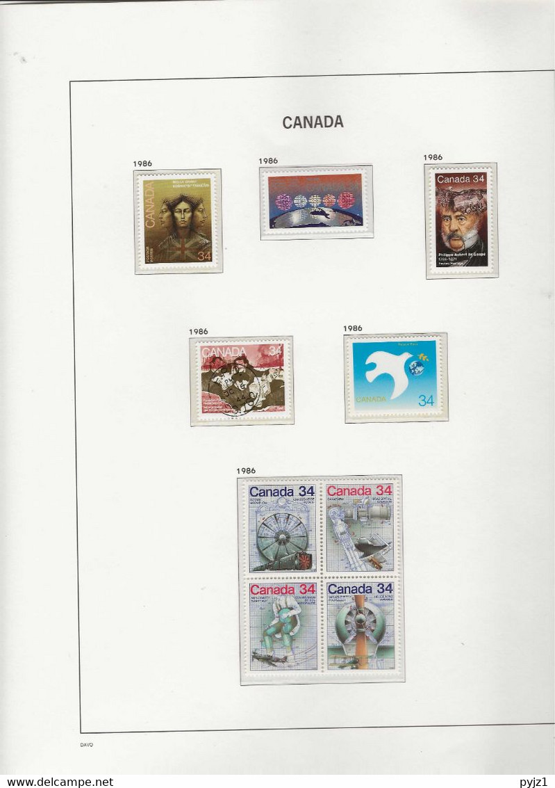 1986 MNH Canada Year Collection According To DAVO Album Postfris** - Años Completos