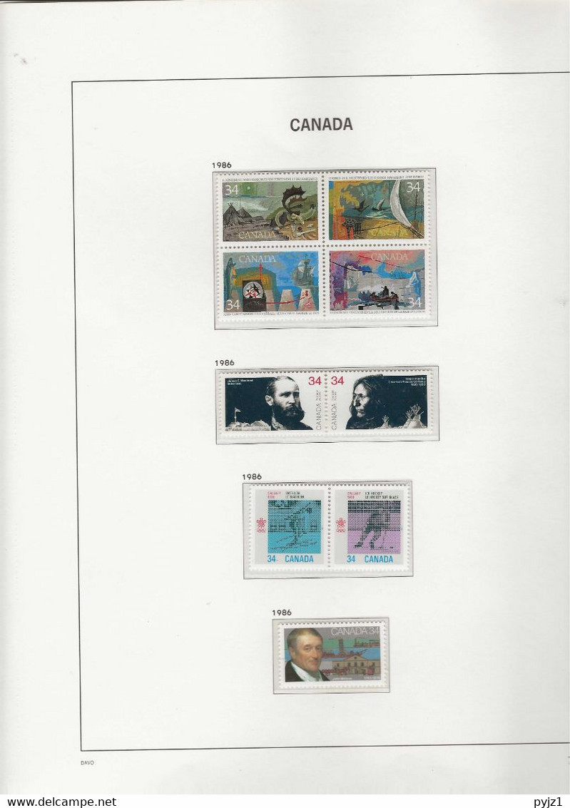 1986 MNH Canada Year Collection According To DAVO Album Postfris** - Años Completos