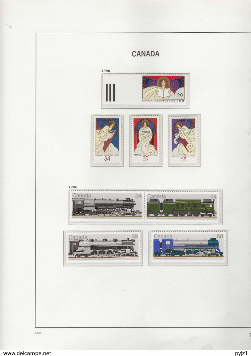 1986 MNH Canada Year Collection According To DAVO Album Postfris** - Vollständige Jahrgänge