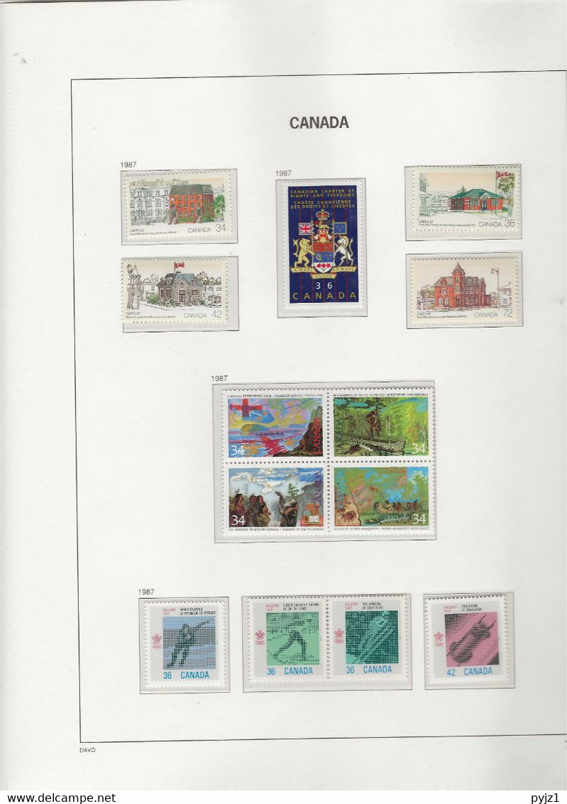 1987 MNH Canada Year Collection According To DAVO Album Postfris** - Años Completos