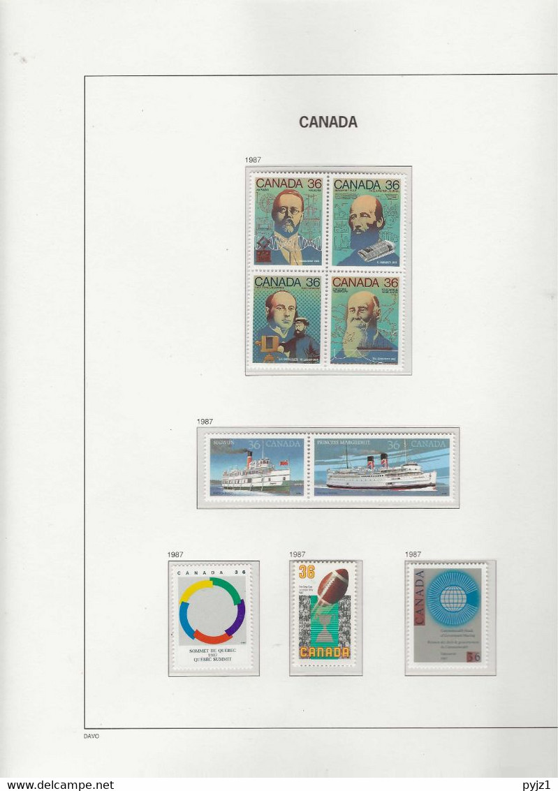 1987 MNH Canada Year Collection According To DAVO Album Postfris** - Vollständige Jahrgänge