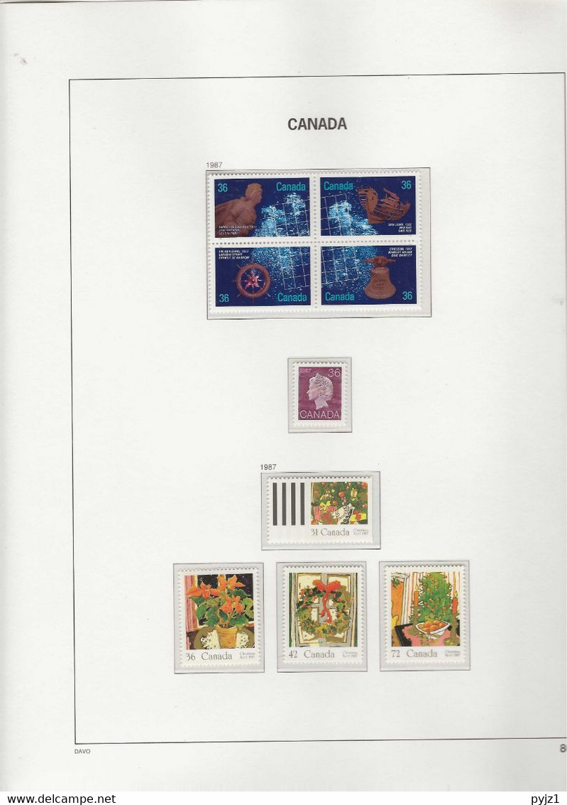 1987 MNH Canada Year Collection According To DAVO Album Postfris** - Vollständige Jahrgänge