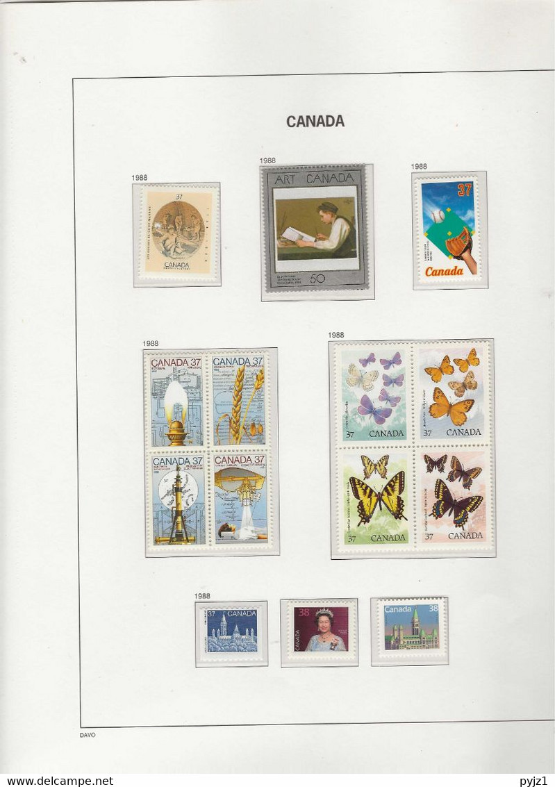 1988 MNH Canada Year Collection According To DAVO Album Postfris** - Années Complètes