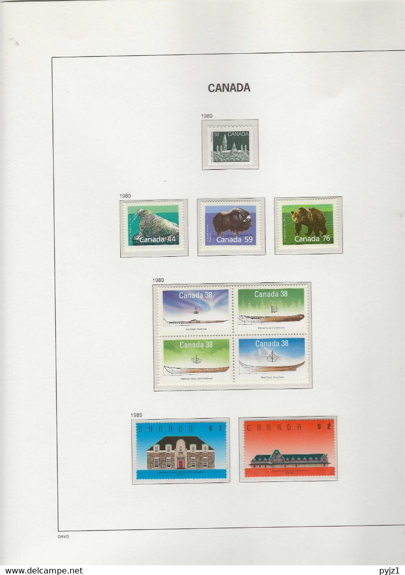 1989 MNH Canada Year Collection According To DAVO Album Postfris** - Vollständige Jahrgänge