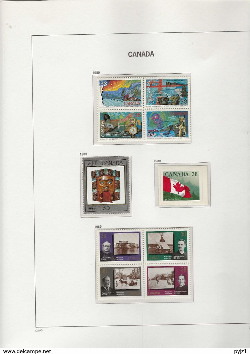 1989 MNH Canada Year Collection According To DAVO Album Postfris** - Vollständige Jahrgänge
