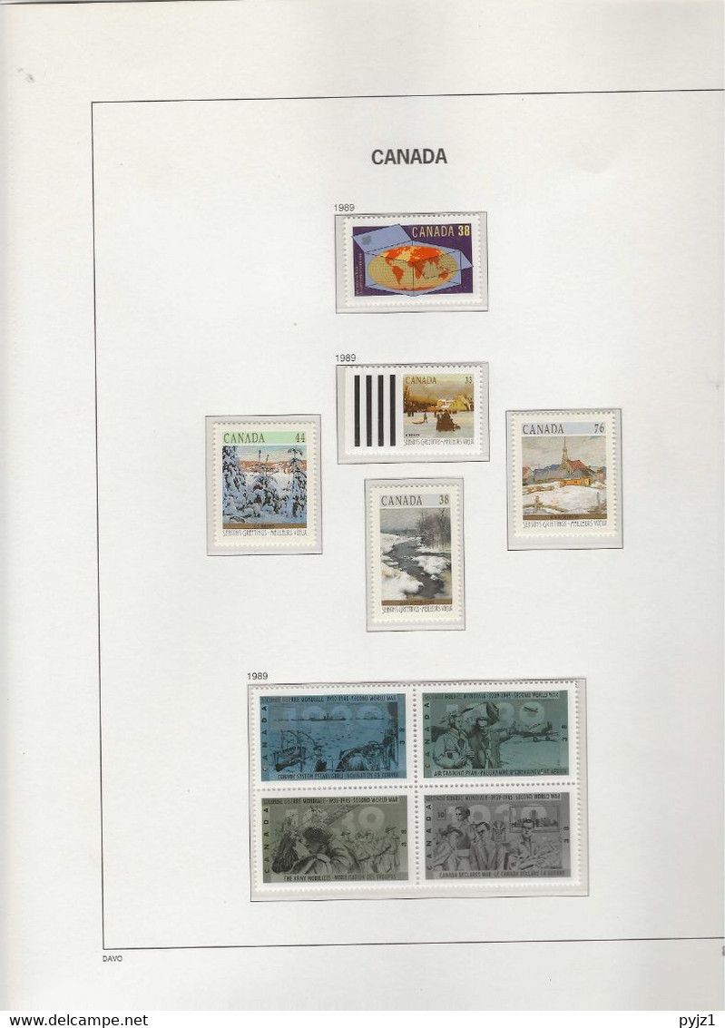 1989 MNH Canada Year Collection According To DAVO Album Postfris** - Complete Years