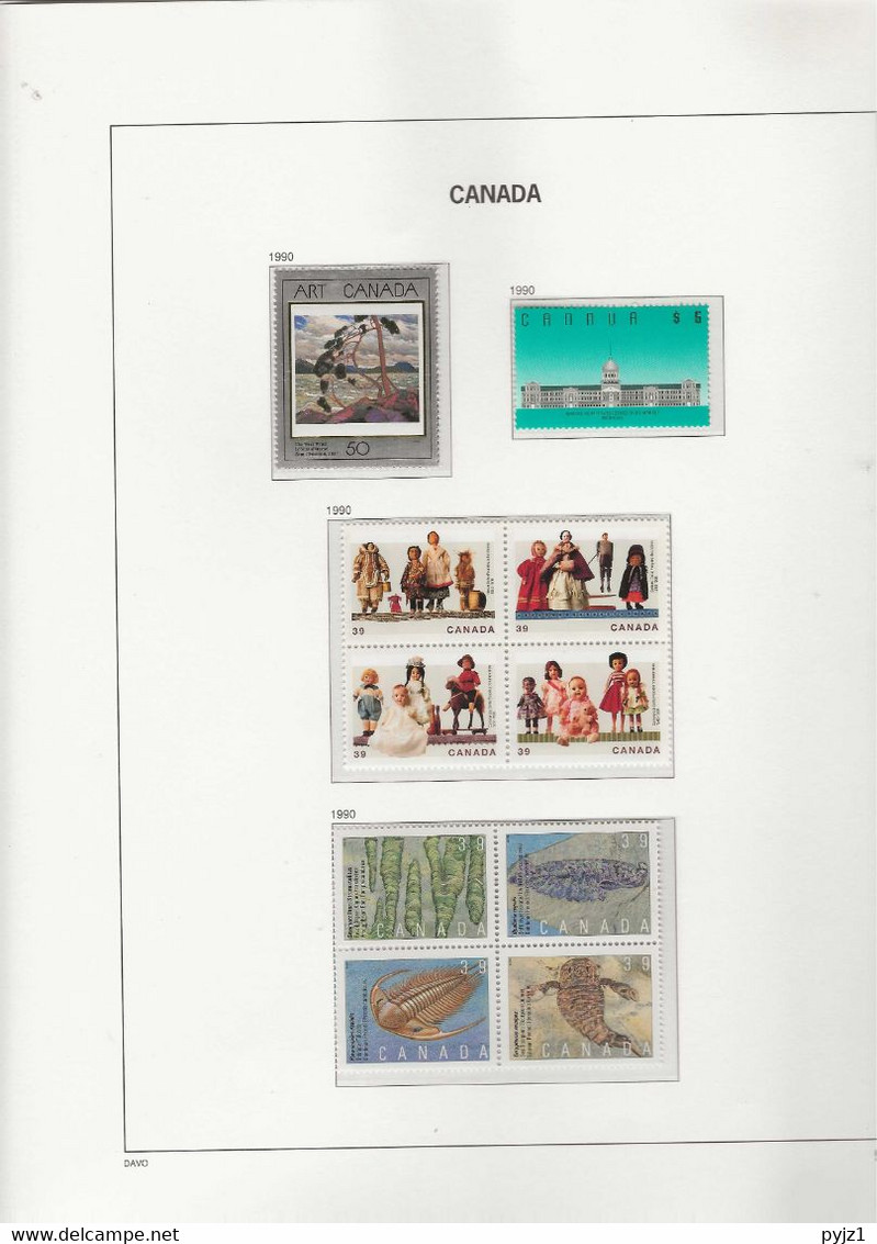 1990 MNH Canada Year Collection According To DAVO Album Postfris** - Años Completos