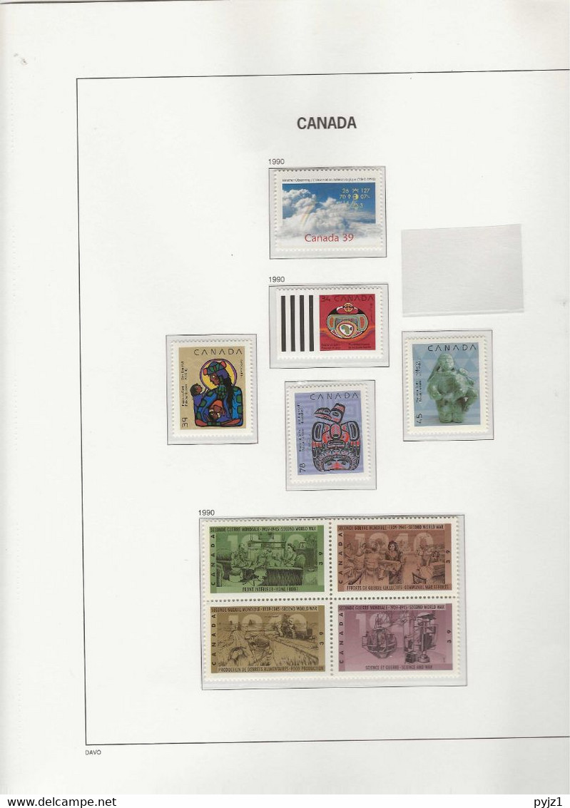 1990 MNH Canada Year Collection According To DAVO Album Postfris** - Complete Years