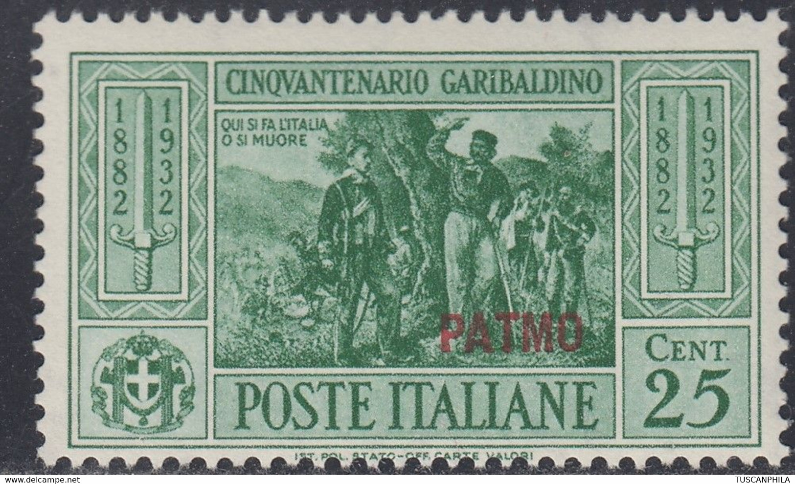 1932 Giuseppe Garibaldi 1 Valore Sass. 19 MNH** Cv 70 - Egeo (Patmo)