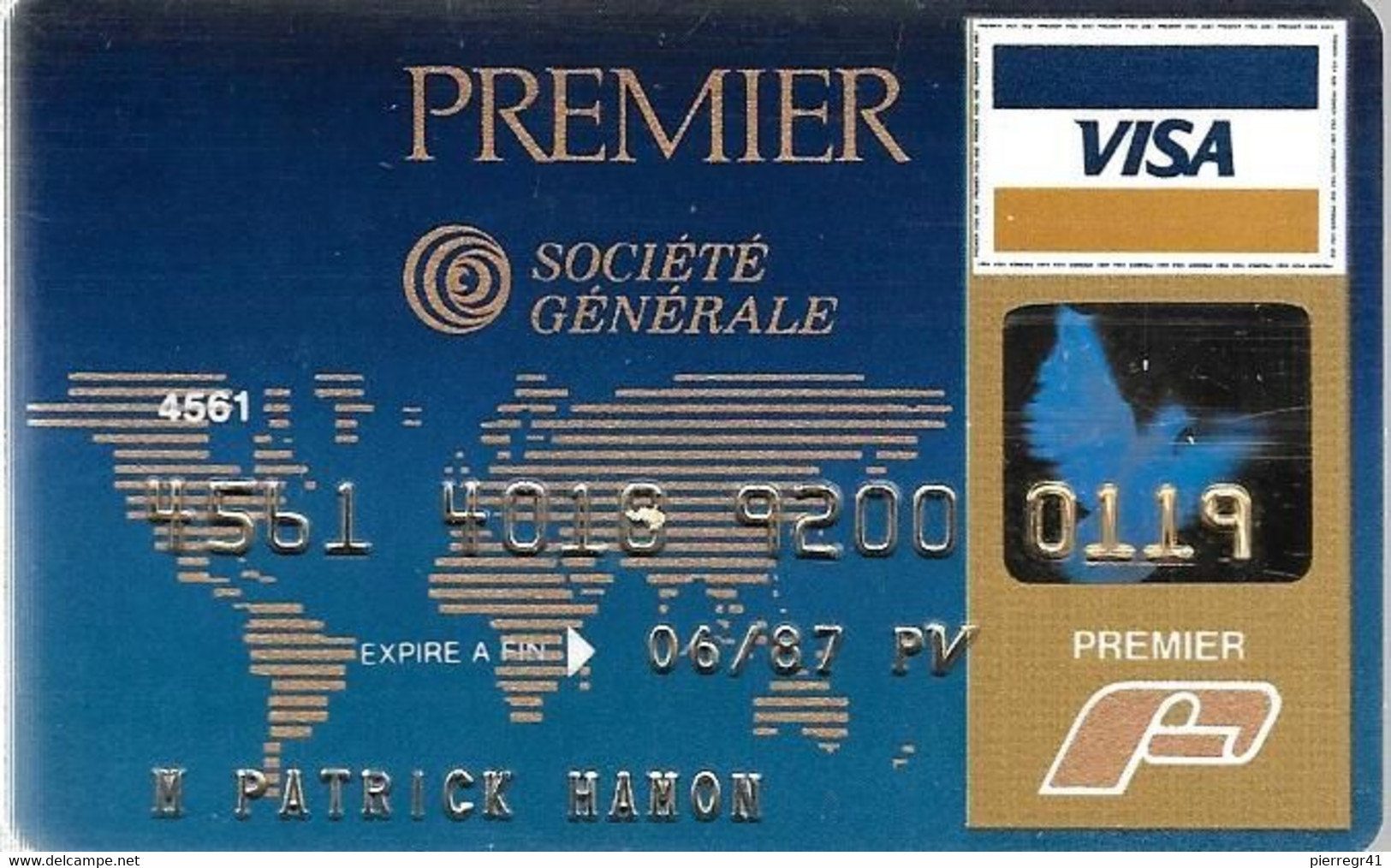 -CARTE-MAGNETIQUE-CB-SOCIETE GENERALE-PREMIER-VISA-Exp 06/87-V°Bull 04/86-TBE/RARE - Cartes Bancaires Jetables