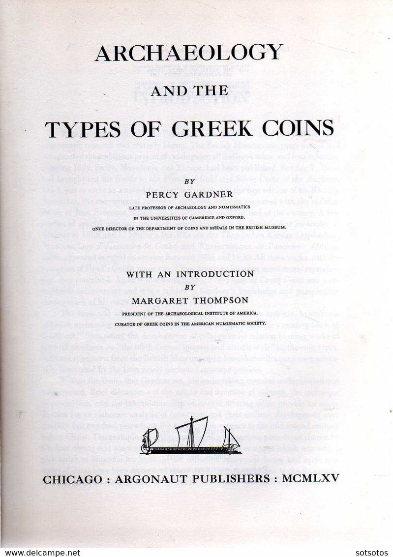 Archaeology And Types Of Greek Coins By Percy Gardner, - Oudheid