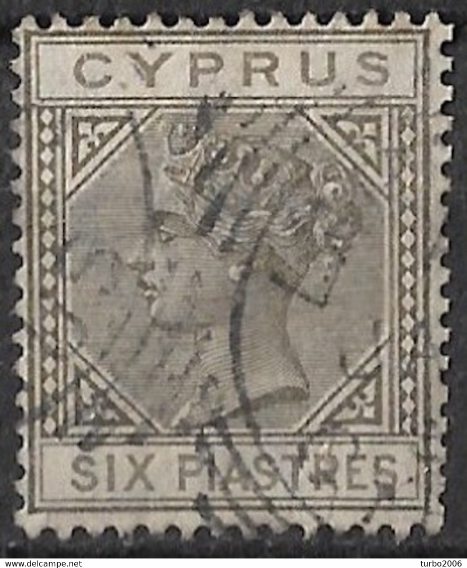 CYPRUS 1882 Queen Victoria With WM CA Die I 6 Piastres Sepia Vl. 21 - Cyprus (...-1960)