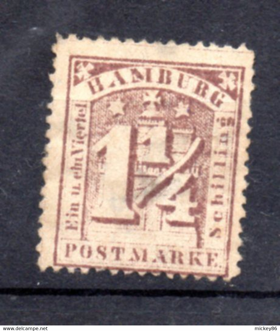 Allemagne--HAMBOURG--1864-n° 8--1.1/4s  Lilas Neuf  Avec Charnière ...cote  90€........recto-verso - Hamburg