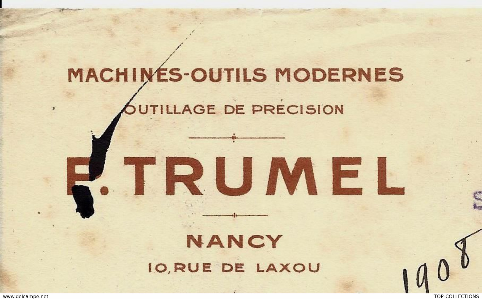 1931 ENTETE P. TRUMEL Nancy MACHINES OUTILS INDUSTRIE MECANIQUE =>Coopérative Agricole De Veuxhaulles B.E.V.HISTORIQUE - 1900 – 1949