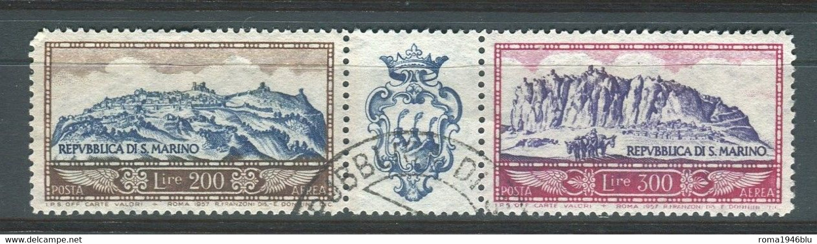 SAN MARINO 1958 POSTA AEREA VEDUTE DEL MONTE TITANO USATO - Used Stamps