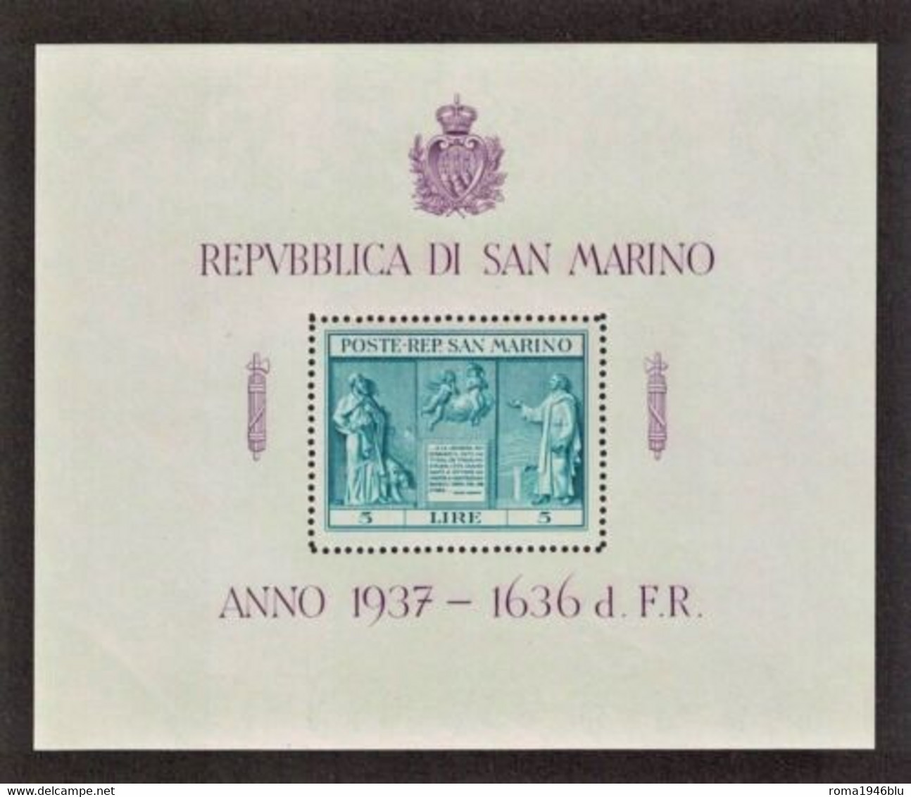 SAN MARINO 1958 FOGLIETTO INDIPENDENZA  ** MNH - Blokken & Velletjes