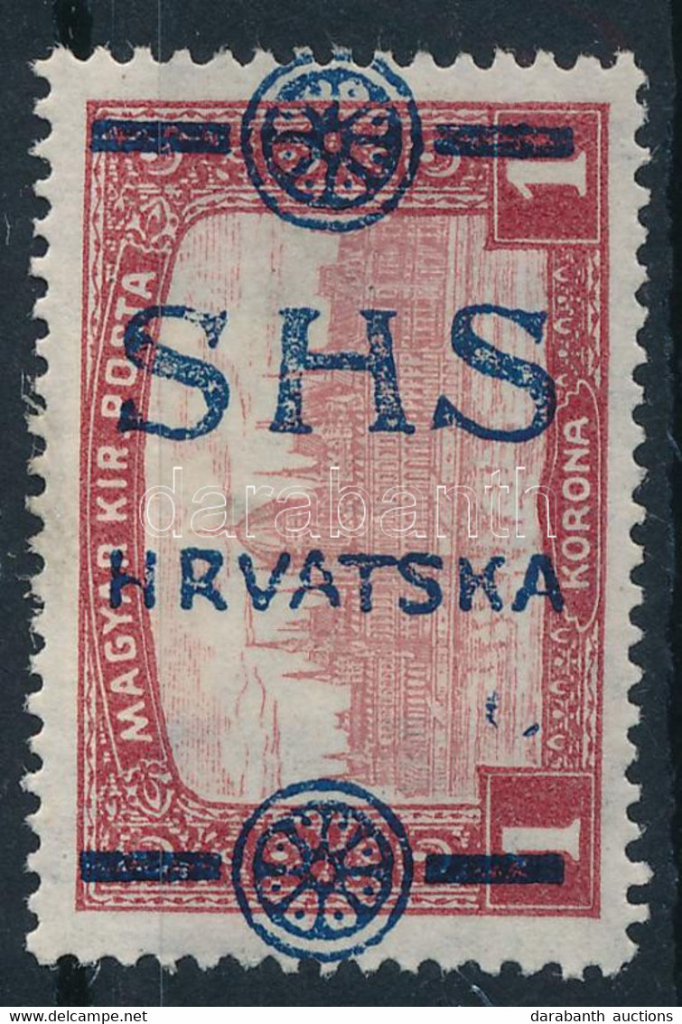 * SHS 1918 Parlament 1K Eltérő, 180 Fokban Elfordult Felülnyomással, Bodor Vizsgálójellel - Other & Unclassified