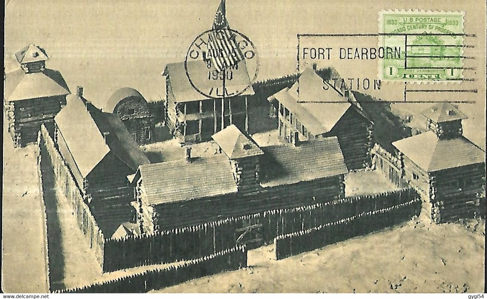 Etats Unis Carte Maximum 1950 Illinois Chicago First Fort Dearborn - Cartas Máxima