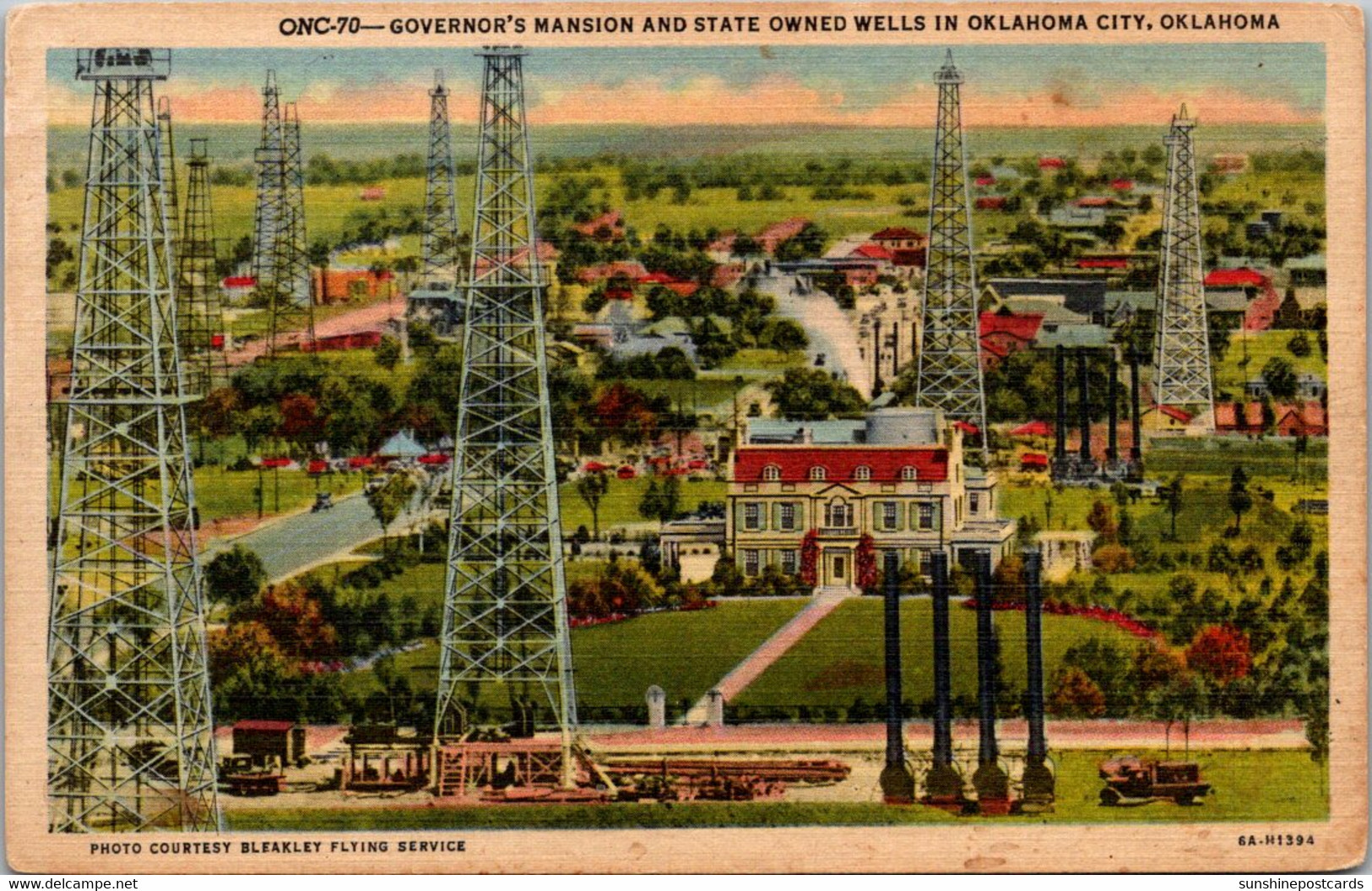 Oklahoma Oklahoma City Governor's Mansion And State Owned Oil Wells 1955 Curteich - Oklahoma City