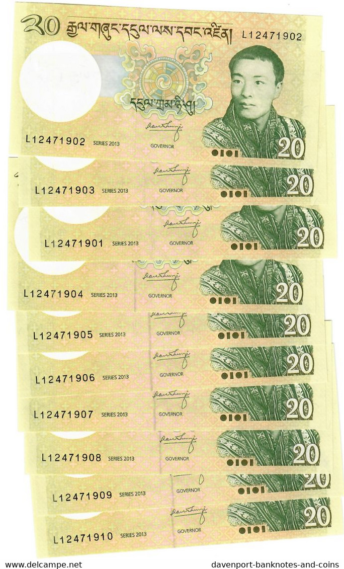 Bhutan 10x 20 Ngultrum 2013 UNC - Bhoutan