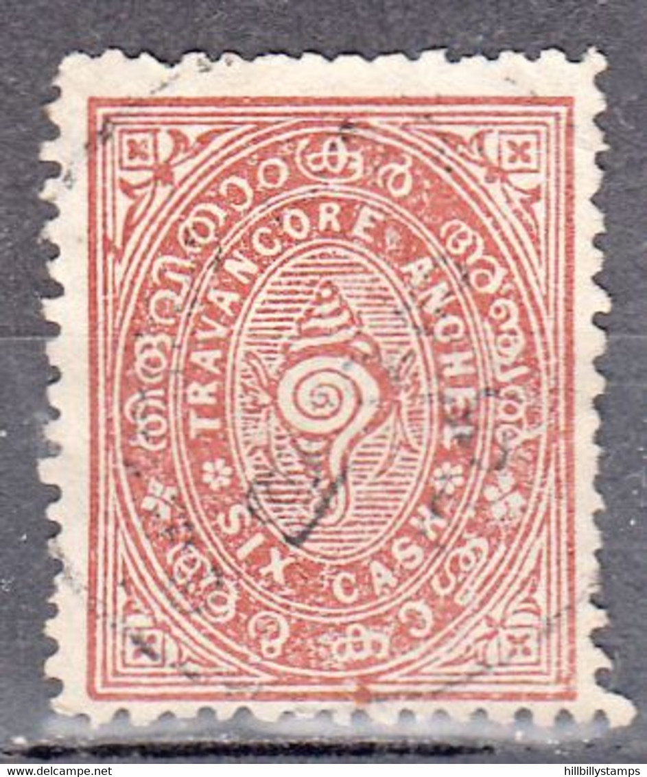 INDIA -TRAVENCORE  SCOTT NO 13  USED  YEAR  1908 - Travancore