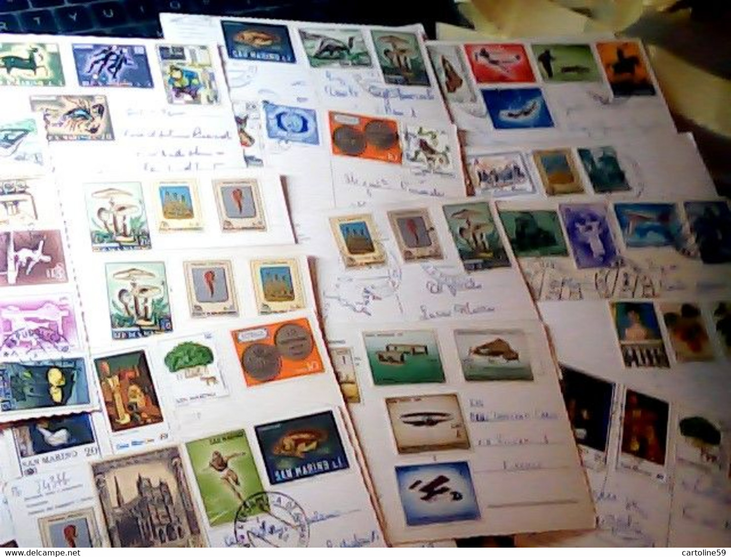 76 CARD S SAN MARINO STAMP TIMBRE SELLO FRANCOBOLLI 450gm  VB1960<  JF7908 - Collections, Lots & Series