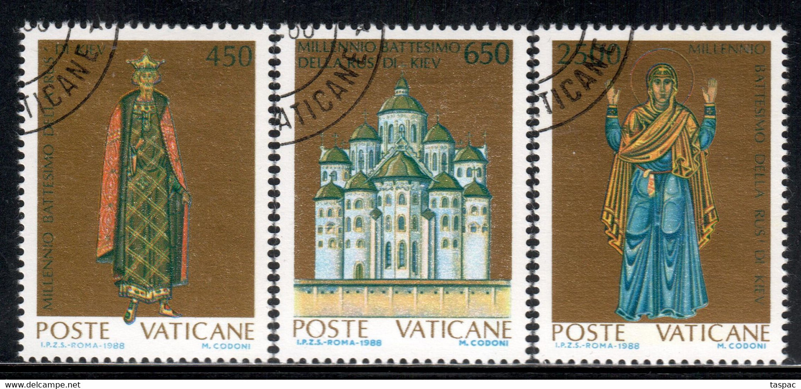 Vatican 1988 Mi# 946-948 Used - Baptism Of The Rus' Of Kiev, Millennium - Used Stamps