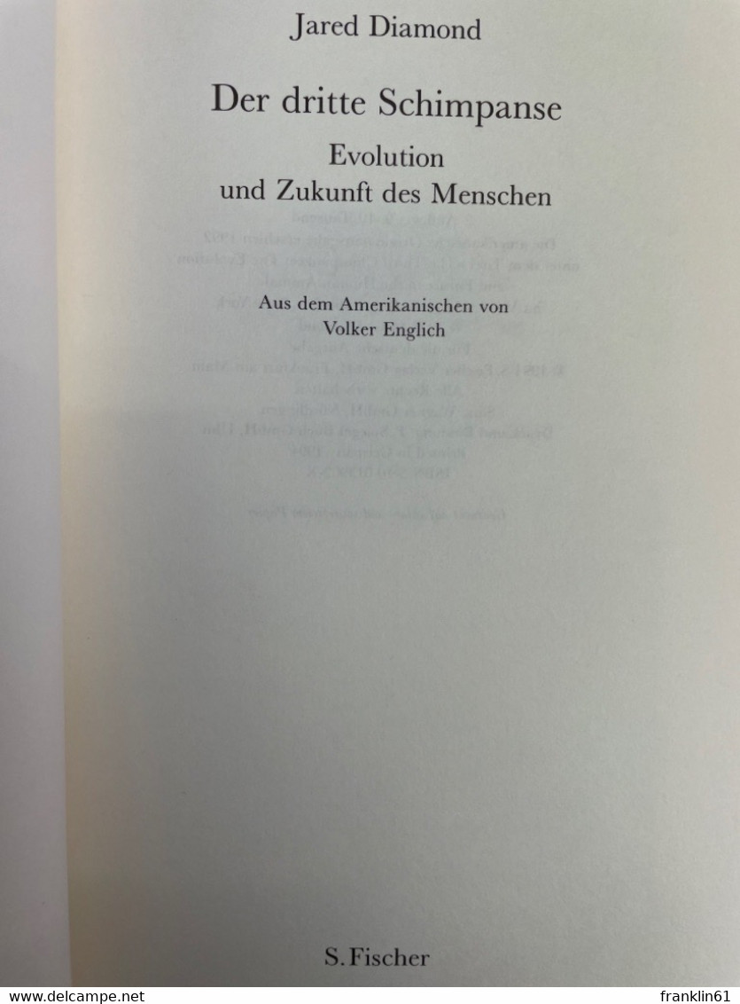 Der Dritte Schimpanse : Evolution Und Zukunft Des Menschen. - Animaux