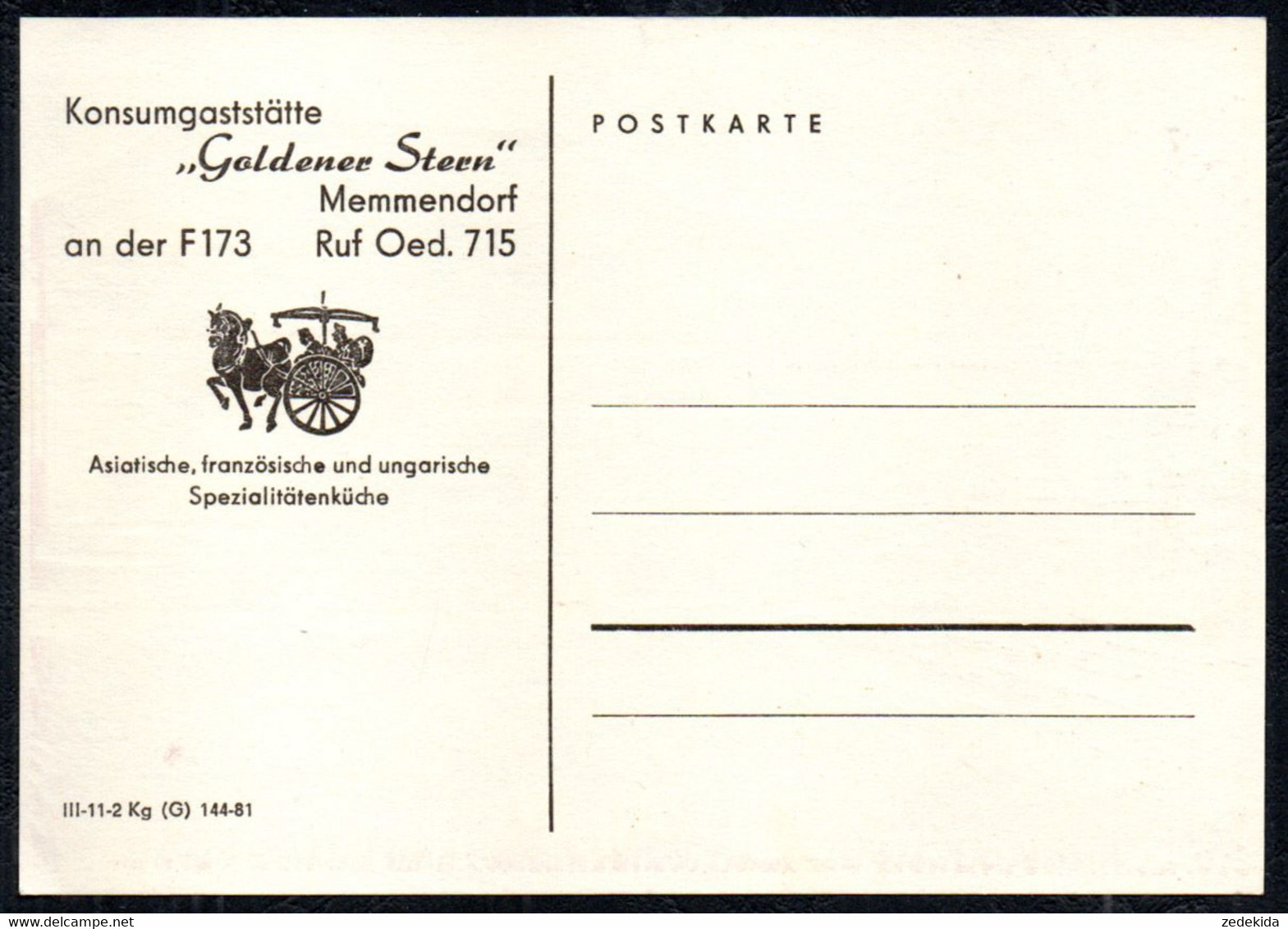 G1295 - TOP Memmendorf - Konsum Gaststätte Goldener Stern - Verlag DDR - Oederan