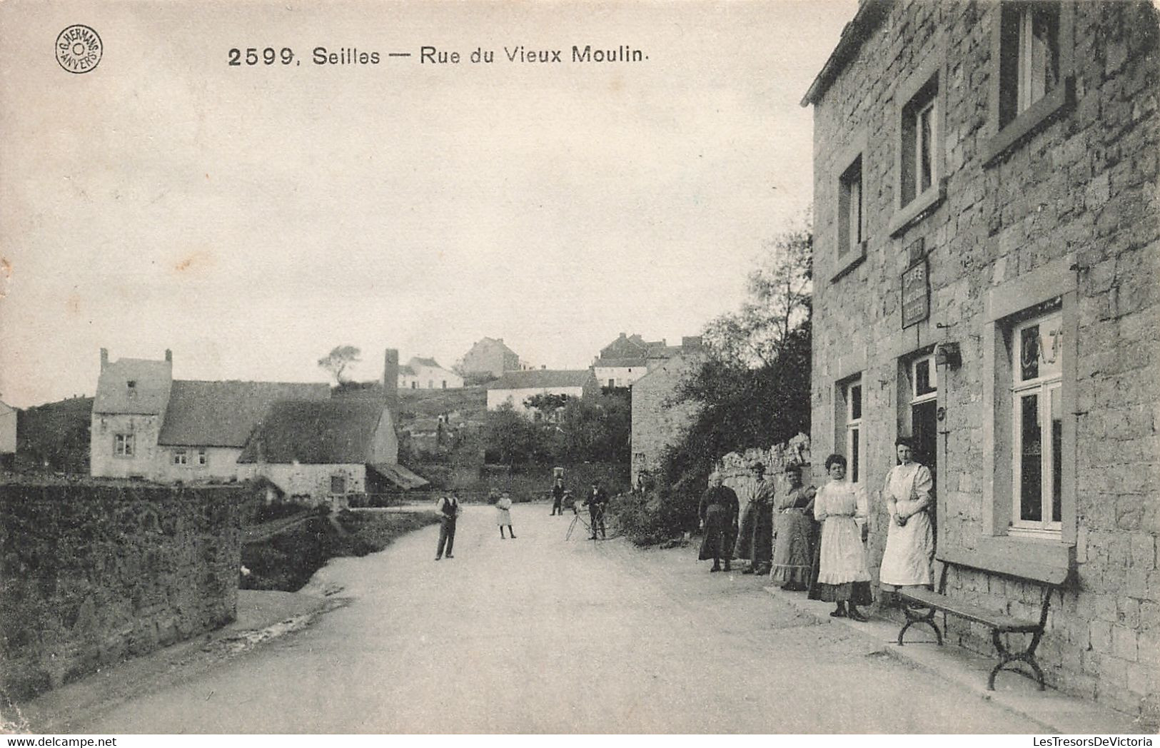 CPA - Belgique - Seilles - Rue Du Vieux Moulin - Edit. G. Hermans - Animé - Oblitéré Liège Erquelinnes 1910 - Andenne