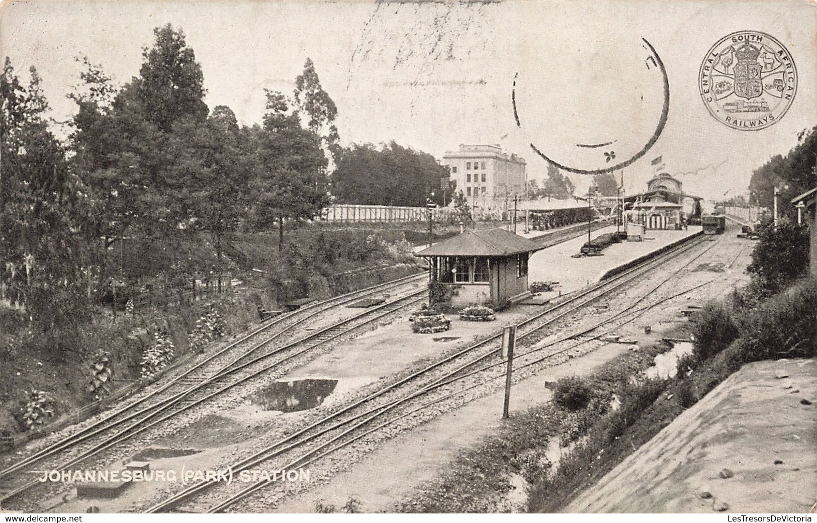 CPA - Afrique Du Sud - Johannesburg - Park - Station - Edit. Austin Et Co - Gare - Train - Oblitéré1909 - Sudáfrica