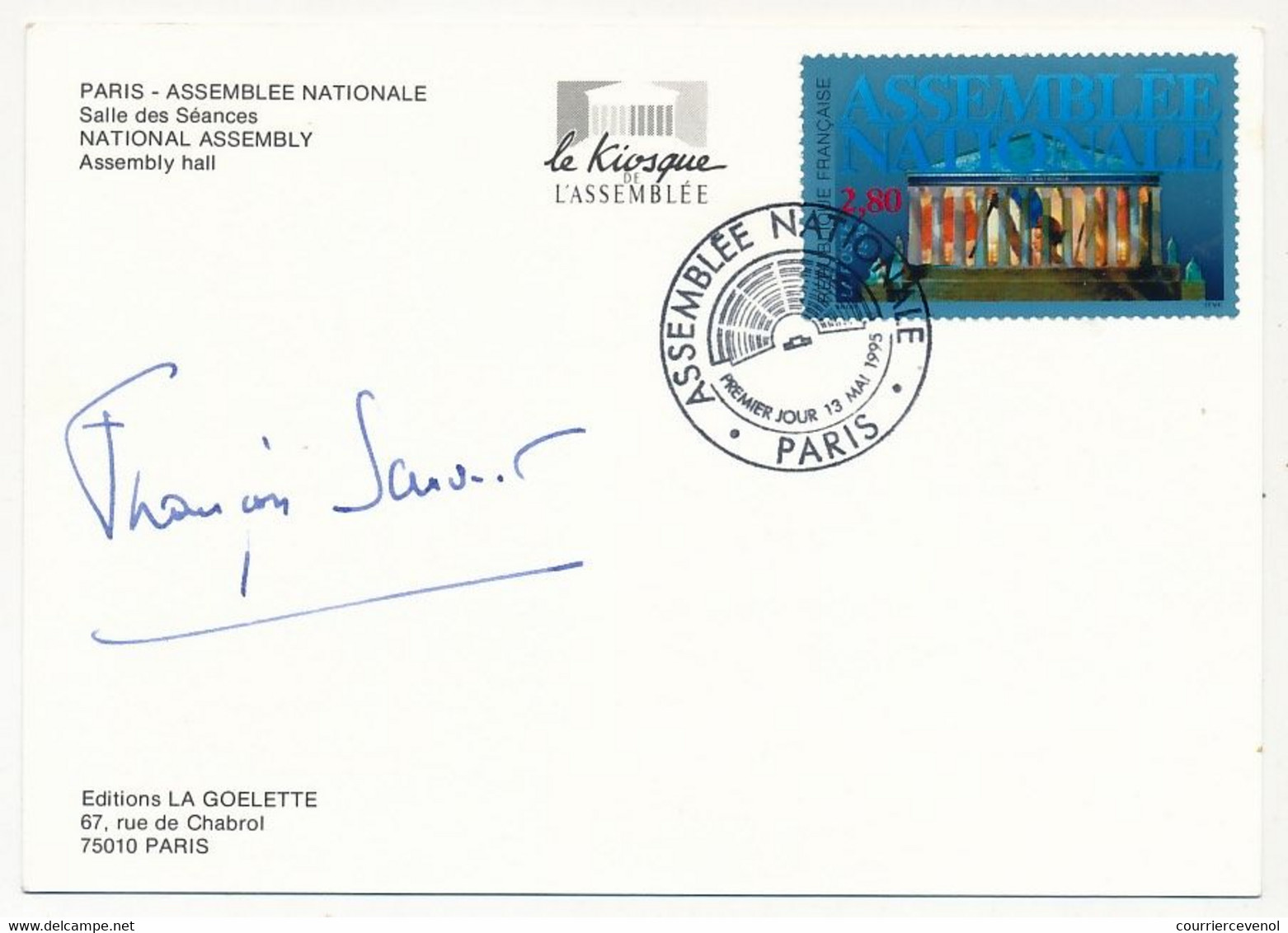 FRANCE - CPM Versailles, Affr 2,80 Assemblée Nationale Obl Premier Jour, Signature Autographe François Sauvadet, Député - Brieven En Documenten