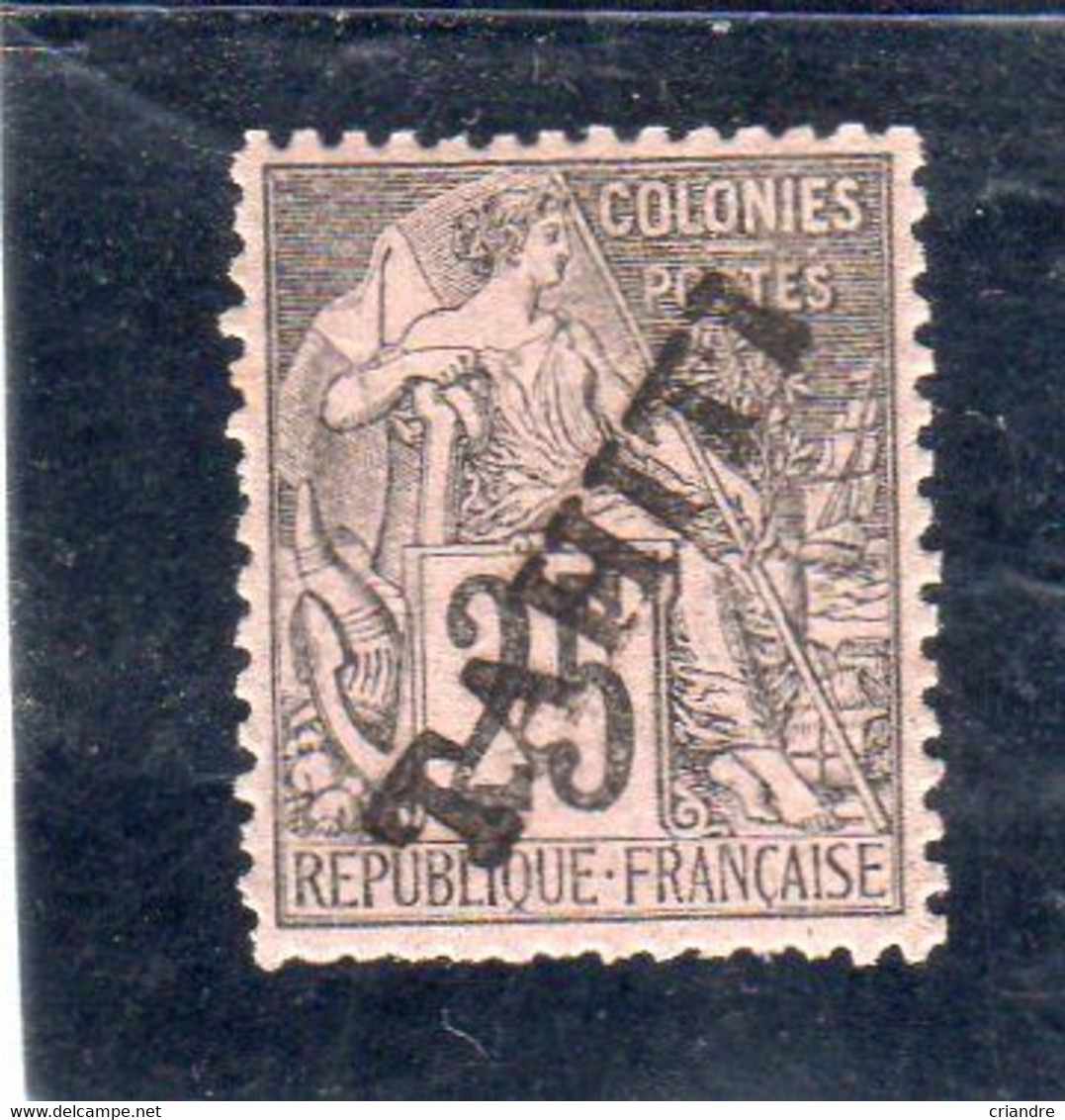 Tahiti: France Colonies, Année 1893 (année 1881avec Surcharge Oblique) N°15* - Tahiti