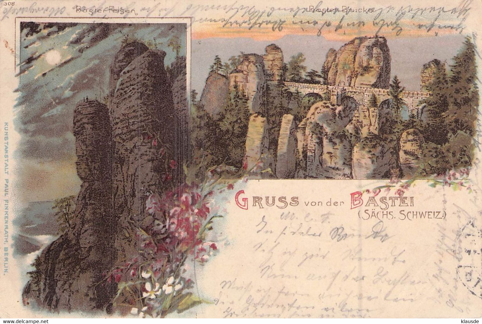 Gruß Von Der Bastei (sächs.schweiz) Mehrbild Litho AKS 1899 - Bastei (sächs. Schweiz)