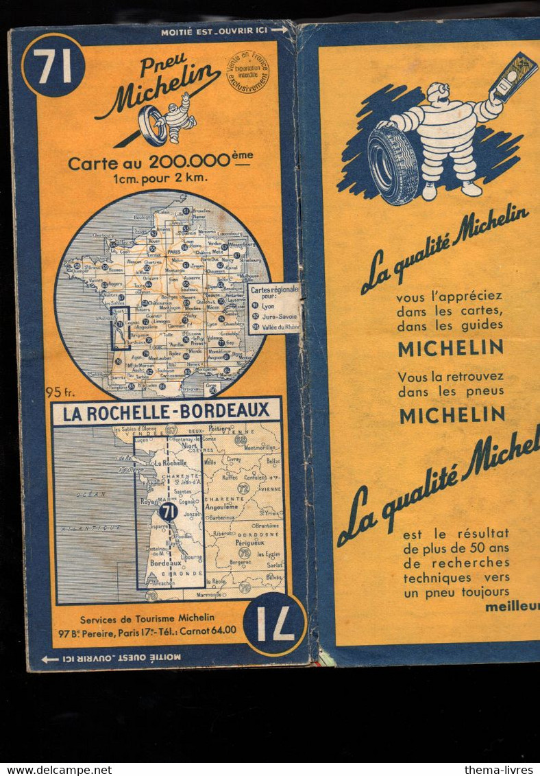 Carte Michelin   N°71 La Rochelle-Bordeaux 1951 (M5003) - Cartes Routières