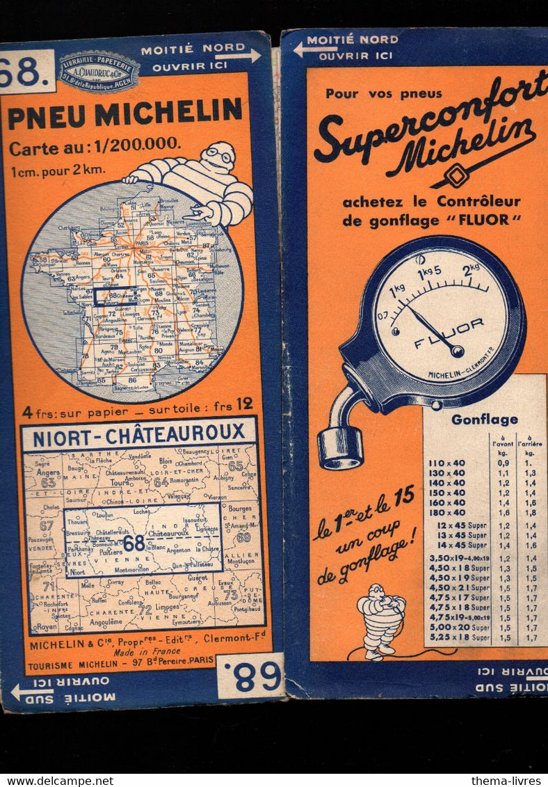 Carte Michelin   N°68 Niort-Chateauroux 3422-94  (M5007) - Cartes Routières