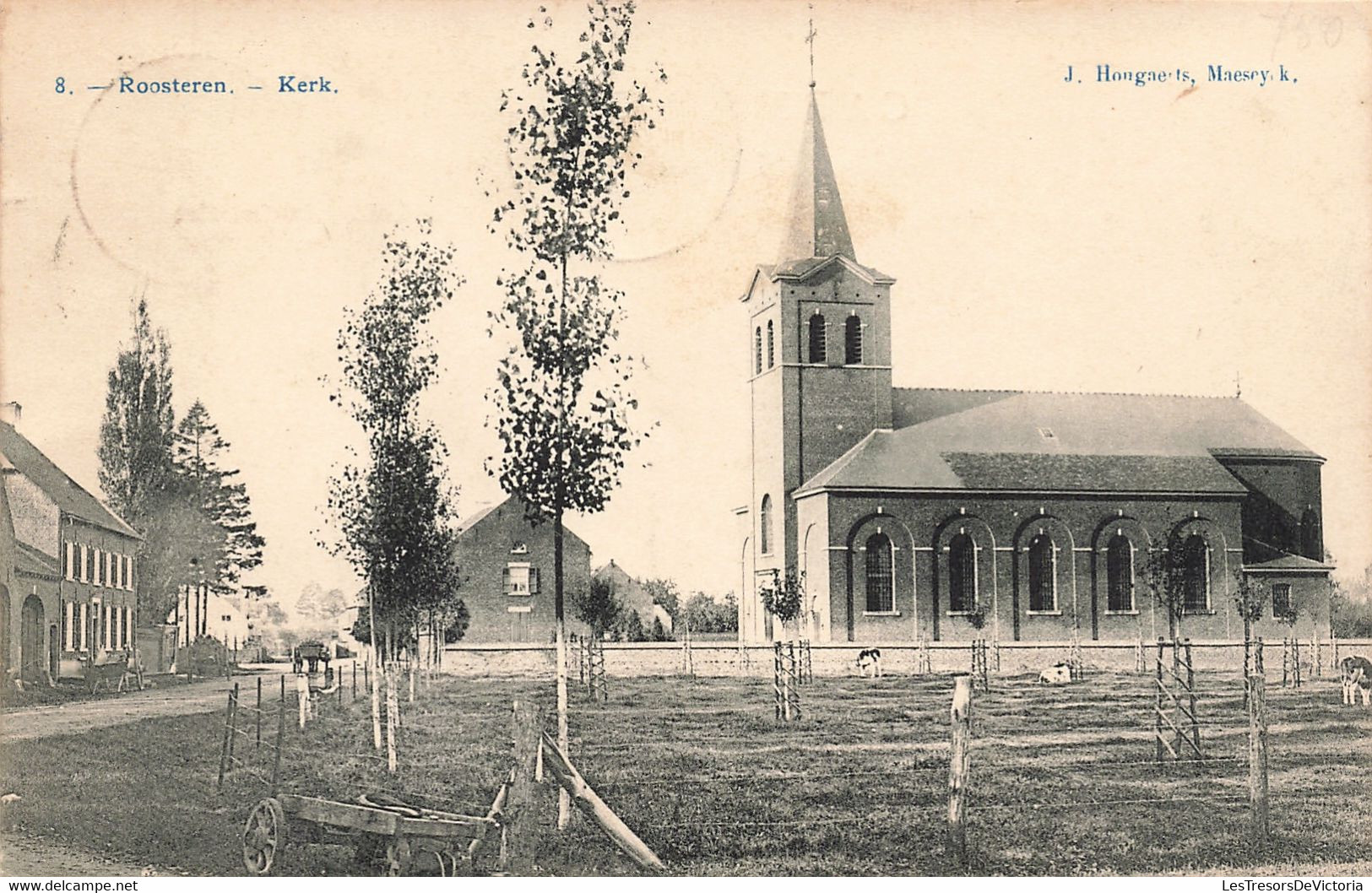 CPA -  Roosteren - Kerk - Edit. J. Hongaerts - Oblitéré Jumet 1907 - Clocher - Sonstige & Ohne Zuordnung