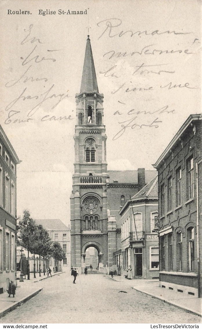 CPA -  Roulers - Eglise Saint Amand - Edit. Carlier Dispersyn - Animé - Clocher - Horloge - Andere & Zonder Classificatie