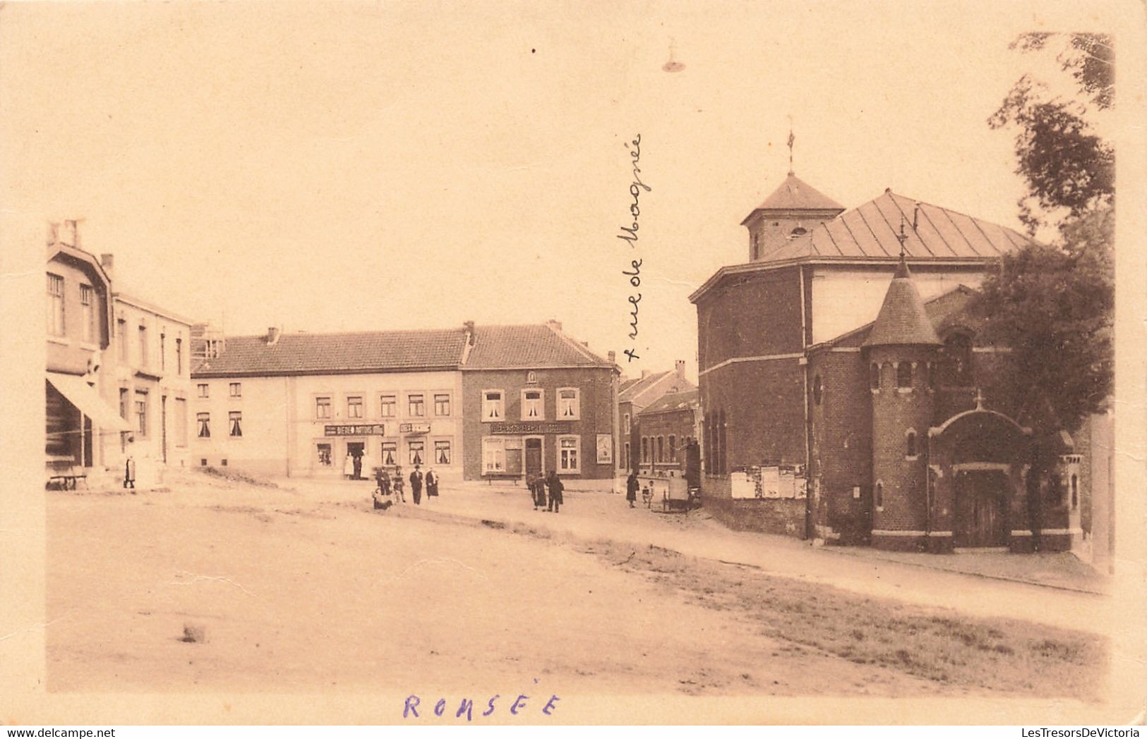 CPA -  Romsée - L'église - Friture Restaurant A. Demany - Rue De Magnée - Animé - Fléron